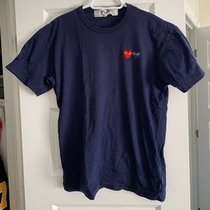 Comme des Garçons top in navy blue with two hearts